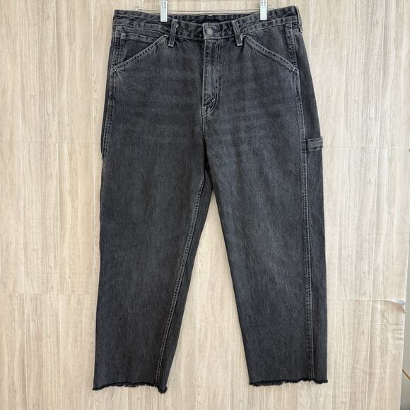 Levis Carpenter Jeans Mens 36x30** Faded Black Loose Baggy Grunge Raw Hem READ - Picture 1 of 16